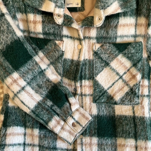 Abercrombie & Fitch Winterized Wool-Blend Shirt Jacket Green Plaid Small - Picture 3 of 9